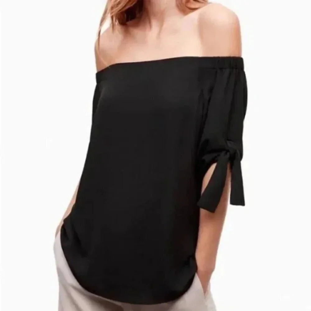 Aritzia Womens Size Xsmall Babaton Malik Off the  Shoulder Blouse Black